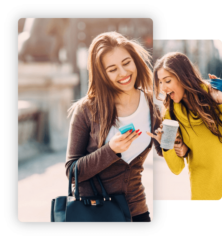 Two friends connecting over the Talk Home App